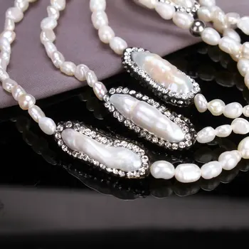 SINZRY 2018 Prabangus Natūralios šviežios perlų Papuošalai Kubinis cirkonis baroko perlas ilgas megztinis karoliai madinga asmenybės juvelyriniai dirbiniai