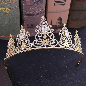 MYFEIVO korėjos Bridal Crown Išskirtinį Didelis Cirkonis Princess Crown Vestuvių Rožančiai Šalis, Plaukų Aksesuaras HQ0249
