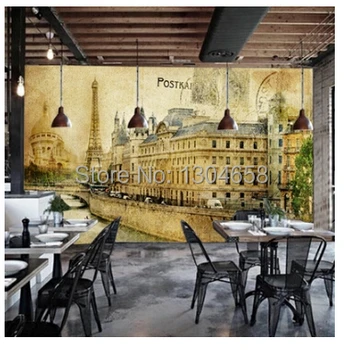 Nemokamas pristatymas custom 3D freskos retro nostalgija Europos pastatų Paryžiuje Kavos salė televizijos fono sienos tapetai