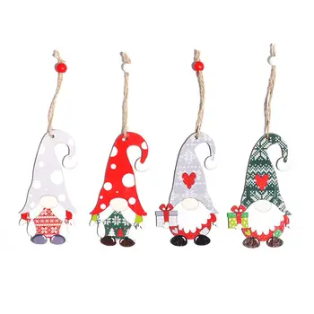 4Pcs Patraukli Mediniai Beveidis Lėlės Kalėdų Dekoracija Kalėdų Nykštukai Žaislai Virvelę Dekoratyvinis Dizainas