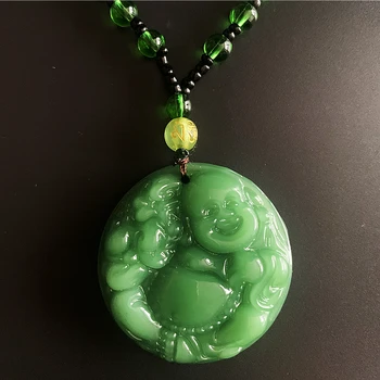 Derliaus Kinijos Etninės Stiliaus Amuletas Rožinio Vėrinį Vyrų ir Moterų Papuošalai Žalia Natūralaus Akmens Karoliai Pakabukas