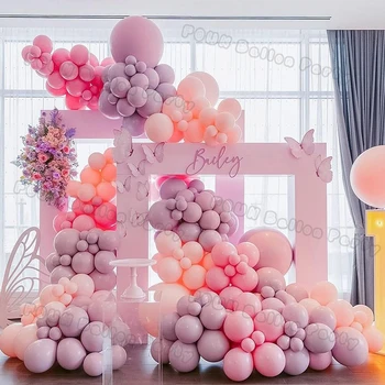 Pink Macaron Violetinė Balionų Girliandą Arch Pastelinių Vestuvių Prekių Gimtadienio Decortion Vaikams Gimtadienio Folija Balionas Baby Shower