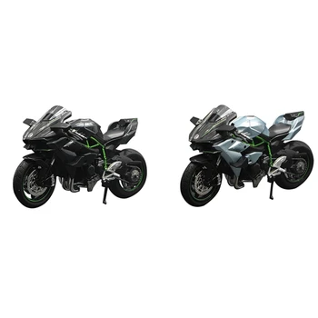 1:12 H2 R Motociklo Diecast Lydinio Modelis Žaislas Black Ninja H2R Motociklą Nuimamas Kolekcija