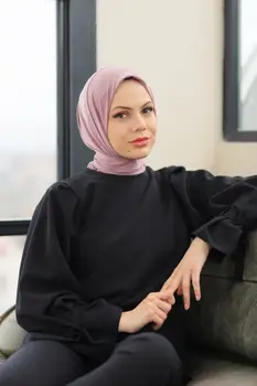 Moterų Hijab Hijab skara aikštėje Poliesteris gobtuvu medvilnė gobtuvu raukšlių atspari modelis