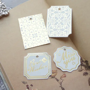 Auksas Baltas Geriausia Nori 40pcs Elegantiškas Gėlių Dizainas Popierius, Etiketės, Pakuotės, Apdailos Žymes Scrapbooking 