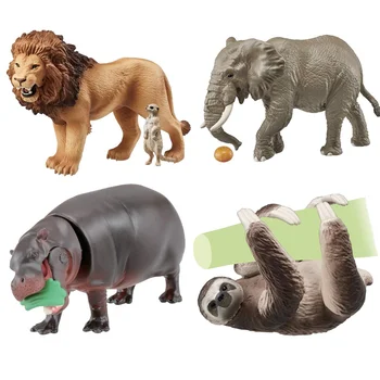 TOMY Liūtas Afrikos Dramblys Hippo Tinginys Pobūdžio Gyvūnų Skaičius Modeliavimas Gyvūnijos Modeliai Ornamentu Kolekcija Vaikams Vaikams