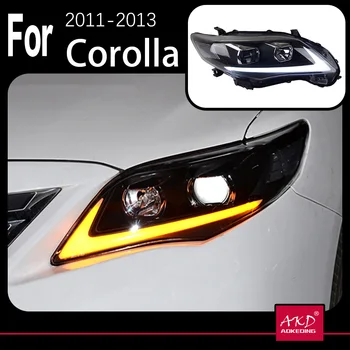 AKD automobilio Modelio priekinis žibintas Toyota Corolla 2011-2013 Žibintai LED DRL žibintus Bi-Xenon Šviesos Rūko žibintai angel eyes