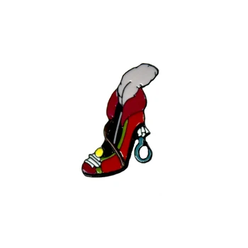 Mados naujų animacinių filmų raudona plunksna užsikabinęs aukštos obcasie batų emaliuota segė Kalėdų įdomus ženklelis papuošalai, draugas, dovana, papuošalai