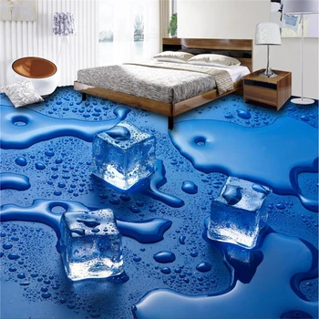 wellyu Užsakymą 3D grindų lipdukai Ledo vandens lašelius, grindų plytelės, lipnios Gyvenimo kambario, miegamasis 3D grindys Papel de parede