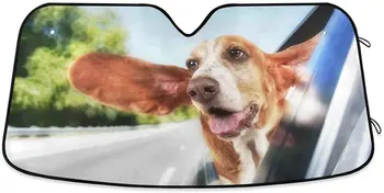 Dussdil Basset Hound Dog Automobilio priekinio Stiklo, Tentai nuo Saulės Pavėsyje, Atspindintis UV Spindulių Raštas Išlaikyti Savo Transporto priemonės Kietas Skydelis Dangtis