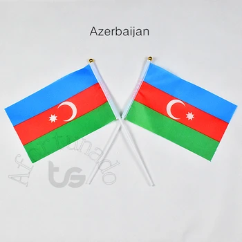 Azerbaidžanas 14*21cm 10pieces vėliavos banner Ranka mojuoja Vėliava, Nacionalinės Vėliavos susitikti,Paradas,šalis.Kabo,apdaila