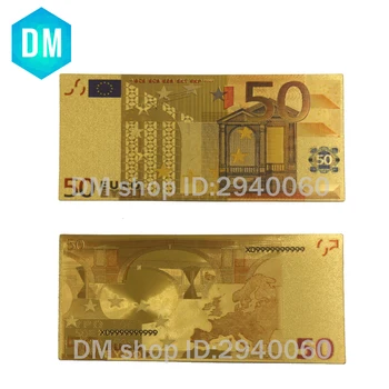 Karšto Pardavimo Gražus Spalvų Euro Aukso Euro Banknotų 50 Banknotų Į Auksą, Padengtą Pinigų Verslo Dovanos ir Kolekcijos
