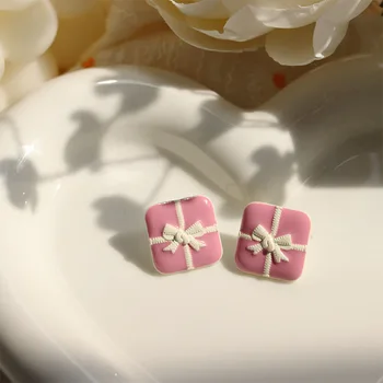 Lieti lankas auskarai Šviežias ir saldus kaip persikas rožinė aikštėje dovana lankas grafika Mažų ir universalus, madinga, madingi moteriški auskarai