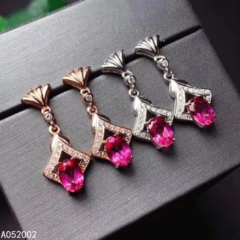 KJJEAXCMY fine jewelry natūralus rožinis topazas 925 sterlingas sidabro moterų auskarai naujų Ausų Smeigės paramos bandymo mados