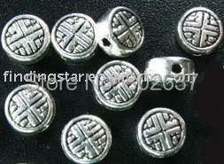 450pcs Tibeto sidabro metalo meistriškai apvalios metalinės karoliukai A729
