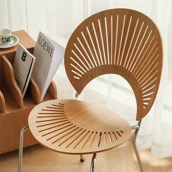 Kėdės, Virtuvės Šiaurės Retro Shell Kėdė Paprastų Buitinių Modernios Šviesos Prabangių Medžio masyvo Atgal Valgomojo Kėdė Valgomojo Kėdės