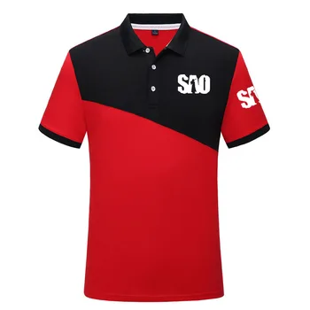 Naujas Kontrasto Spalvų vyriški Polo Marškinėliai Atvartas Tees SAN Kardas Meno Internete logotipas spausdinti Kvėpuojantis Patogus Madinga vyriški T-shirt