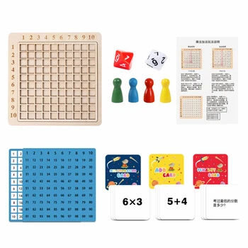 Mediniai Montessori Dauginimo stalo Žaidimas Daugybos Lentelė Žaidimas Fidgets Matematikos Žaislai, Matematikos Skaičiavimo Šimtai Valdybos D44Y