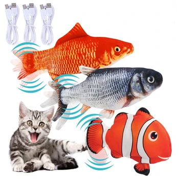 Pet Minkštas Pliušinis USB Įkroviklis Žuvų Katė 3D Modeliavimas Šokių Kraipyti Žuvų Žaislas Augintiniui Sąveika Prekių Katė Džiaugtis Kačiukas Accessories