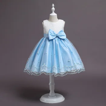 2022 Merginos Vakare Šalis Suknelė Baby Girl Šalis Suknelė Lankas-mazgas Dizaino Nėrinių Akių Audinio Vasaros Suknelė Mergaitės