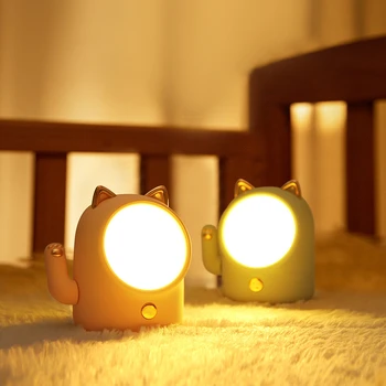 1Pc Kūrybos Pasisekė Katė Formos LED Stalo Lempa Nešiojamų Vaikams, Miegamojo Lovos Dekoratyvinis USB Naktį Šviesos
