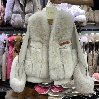 Karšto pardavimo Madinga ponios nekilnojamojo fox fur tikras avikailis odos kratinys paltai q25