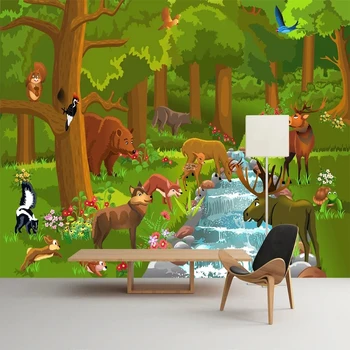 Custom Foto Tapetai Šiuolaikinių Animacinių filmų Miško Gyvūnų, Vaikų Kambario Foną Sienos Freskos Kūrybos Papel De Parede Freska