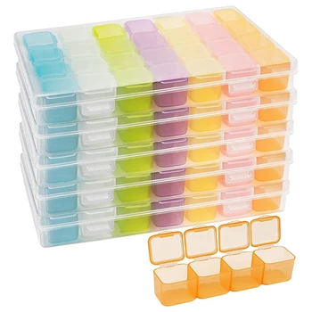 Plastikiniai Diamond Dot Tapybos Laikymo Dėžutė Su 28 Tinklų (5 Pack) - Konteineris Atveju Nustatyti Plaukiojančios priemonės, Siuvinėjimo, 
