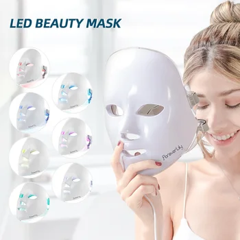 7 Spalvų LED Šviesos Terapija Veido Kaukė, Odos Atjauninimas, Raukšlių Spuogų Šalinimas, Odos Kėlimo Masažas Su Nuotolinio Valdymo