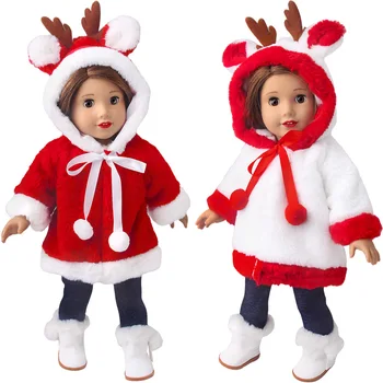 2021 Naują Kalėdų Pliušinis vientisas Šilta Striukė Tinka Amerikos Mergina Lėlės Drabužiai 18 colių Lėlės , Kalėdų Mergina Dovana