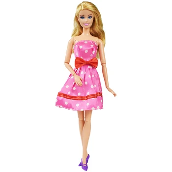 Nauja Raudona Lankas Polka Dot Princesė Suknelė Geriausia Mergina, Žaislų, Dovanų Lėlės Drabužių Priedai 12 Colių Lėlės drabužių Spinta Namų Suknelė #28