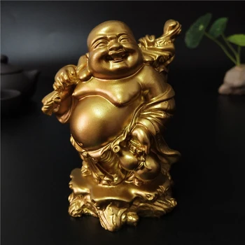 Pasisekė Laughing Buddha Statula Kinų Feng Shui Dideli Pinigai Maitrėjos Budda Skulptūra Aukso Figūrėlės Namų, Sodo Puošmena
