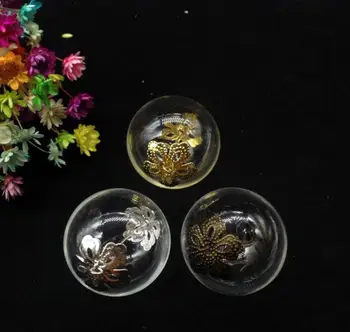 20pcs 25mm Aukštos kokybės rutulio formos dviguba anga su gėlių bžūp stiklo pasaulyje burbulas 