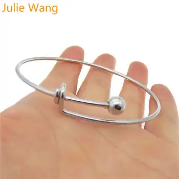 Julie Wang Reguliuojamas Rankogalių Bangle Vielos Tuščią Vario Apyrankės Moterims Plečiama Paprasta Bižuterijos