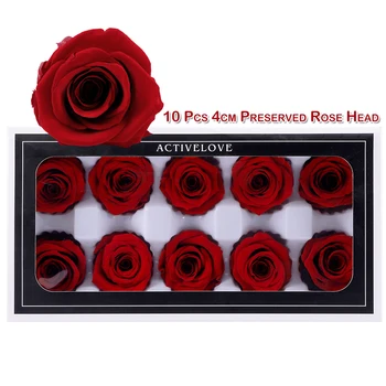 10 vienetų, Konservuoti Rožių Žiedų 4CM Eternal Rose Valentino Dienos Dovana Raudonos Konservuotos Šviežių Gėlių Nekilnojamojo Rose Jubiliejų Apdaila