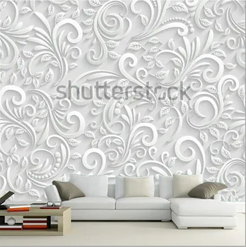 Vartotojo 3D freskomis,Elegantiška baltos spalvos modelis papel de parede,gyvenamasis kambarys su sofa-lova, TV wall miegamojo sienos popieriaus