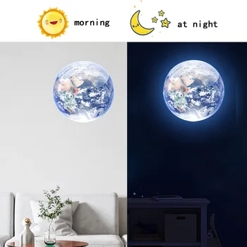 Šviesos Mėnulis Žemę, Mėlyna Liuminescencinės Apdailos Žėrintis Lipdukas