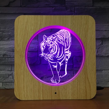Tigras Gyvūnų 3D LED ABS Plastiko Naktį Šviesos Akrilo Vaizdo Lempos, Stalo Lempos Vaikai Spalvų, Dovana, Namų Dekoro KS-2097