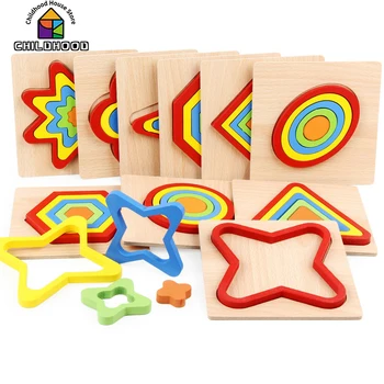 Montessori Geometrijos Mokymo priemones Kūdikių Mediniai trimatis Blokai ikimokyklinio Ugdymo Žaislai, Dovanos Vaikams