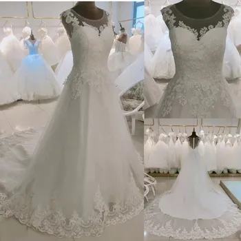 Princesė Vestuvių Suknelė iki 2021 m. chalatas de mariee Rankovių Appliques Įžymybė Kamuolys Suknelė vestido De Noiva Nuotakos Suknelė