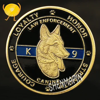 Policijos Šuo K9 Proginė Moneta, Skirta Lojalumo Policijos Šuo Garbės Medalis Monetų Kolekcionieriams Globėjai Naktį