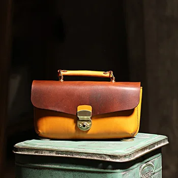 Originalus naujas paprastas paštininkas mažas kvadratas maišelį literatūros miškų retro mažas krepšys moterų maišelį rankų darbo odinis pečių maišą