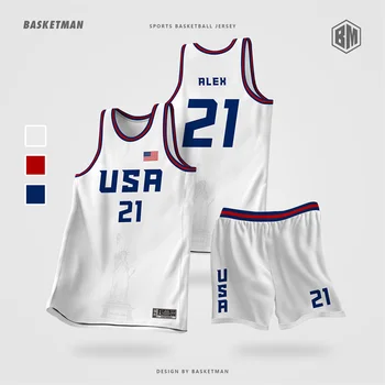 Krepšinio Uniformų Vyrai Visą Sublimacijos JAV Raidžių Pritaikoma Pavadinimas, Numeris, Atspausdintas Sportwear Quick Dry Mokymo sportiniai Kostiumai