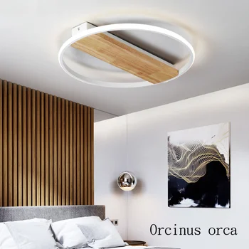 Po šiuolaikinių medinių LED lubų šviestuvas gyvenimo kambario, miegamasis Šiaurės kūrybinė asmenybė super plonas apskrito lubų lempa