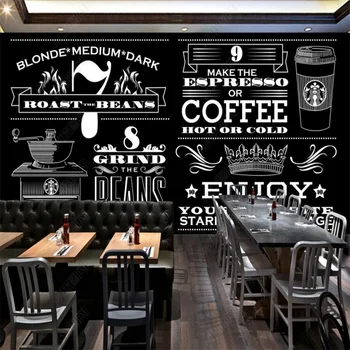 custom Paprasta ranka-dažytos pramonės dekoro kavos parduotuvė freskos kavinė dekoro lipni tapetai, 3D tapetų papel de parede