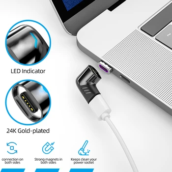 2022 Tendencija Macbook spartusis įkrovimas Usb C Tipo Magnetas Keitiklio Kabelį stačiu Kampu Jungtis USB C C Tipo Adapteris