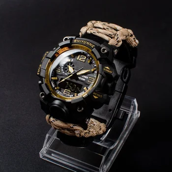 SHIYUNME Vyrų Karinės LED Skaitmeninio Laikrodžio Lauko Sporto Vandeniui Kvarcinis Laikrodis, vyriški Kompasas Daugiafunkcį Žiūrėti relogios