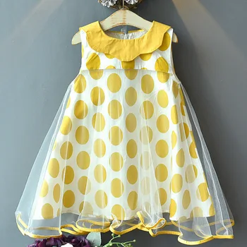 Vasarą Mergina Suknelės Naujos Vaikai Suknelė Korėjos Taško Rankovių Akių Princesė Dress 3-7 Metų