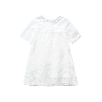 Mergina Dress Vasaros Princesė Dress Suknelė Nėriniai Siuvinėjimo Balta Suknelė Paauglių Mergaičių Drabužiai Vaikams