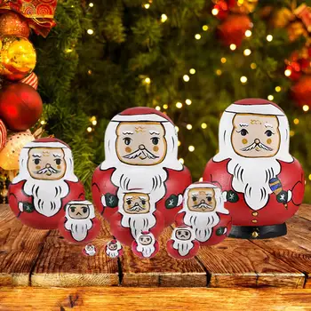10vnt Mediniu Santa Claus Lizdus Lėlės Namų Puošybai Vaikų Gimtadienio Dovana Vaikams Krūvą Žaislų Kalėdų Lėlės Lėlės Matryoshka